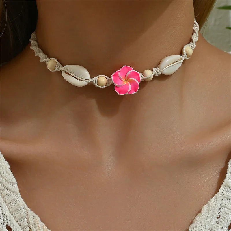 Collana Choker Boho con Conchiglia & Fiore – Corda Intrecciata Donna Estate 2026