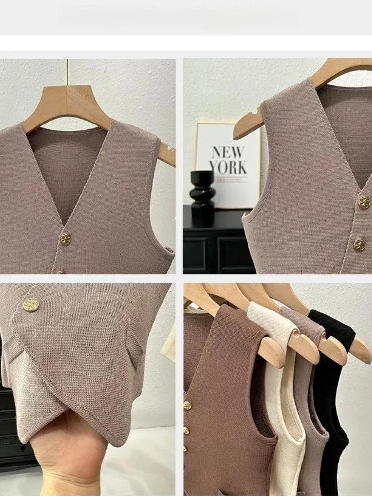 Top Estivo Donna 2026 Slim in Maglia Scollo a V con Bottoni - Lido nova 