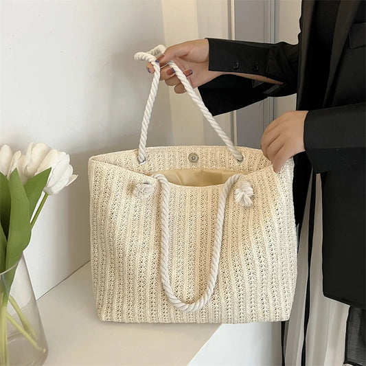 Borsa Tote in Rafia Intrecciata – Lusso Boho Donna Estate 2026