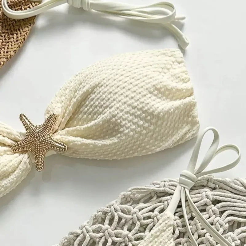 Bikini Donna 2026 Tinta Unita con Lacci Sexy Stile Europeo a Due Pezzi - Lido nova 