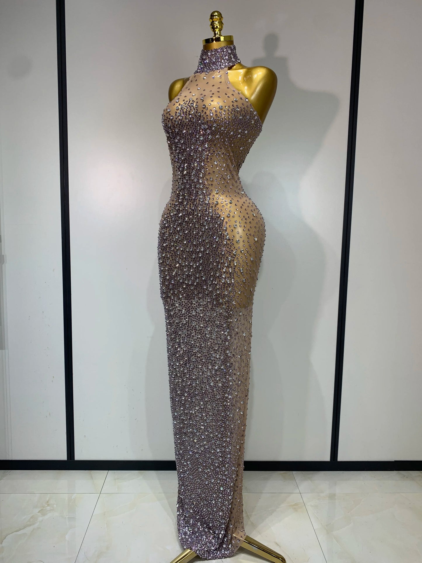 Abito Estivo Donna – Dress Smanicato Mesh con Strass e Schiena Scoperta - Lido nova 