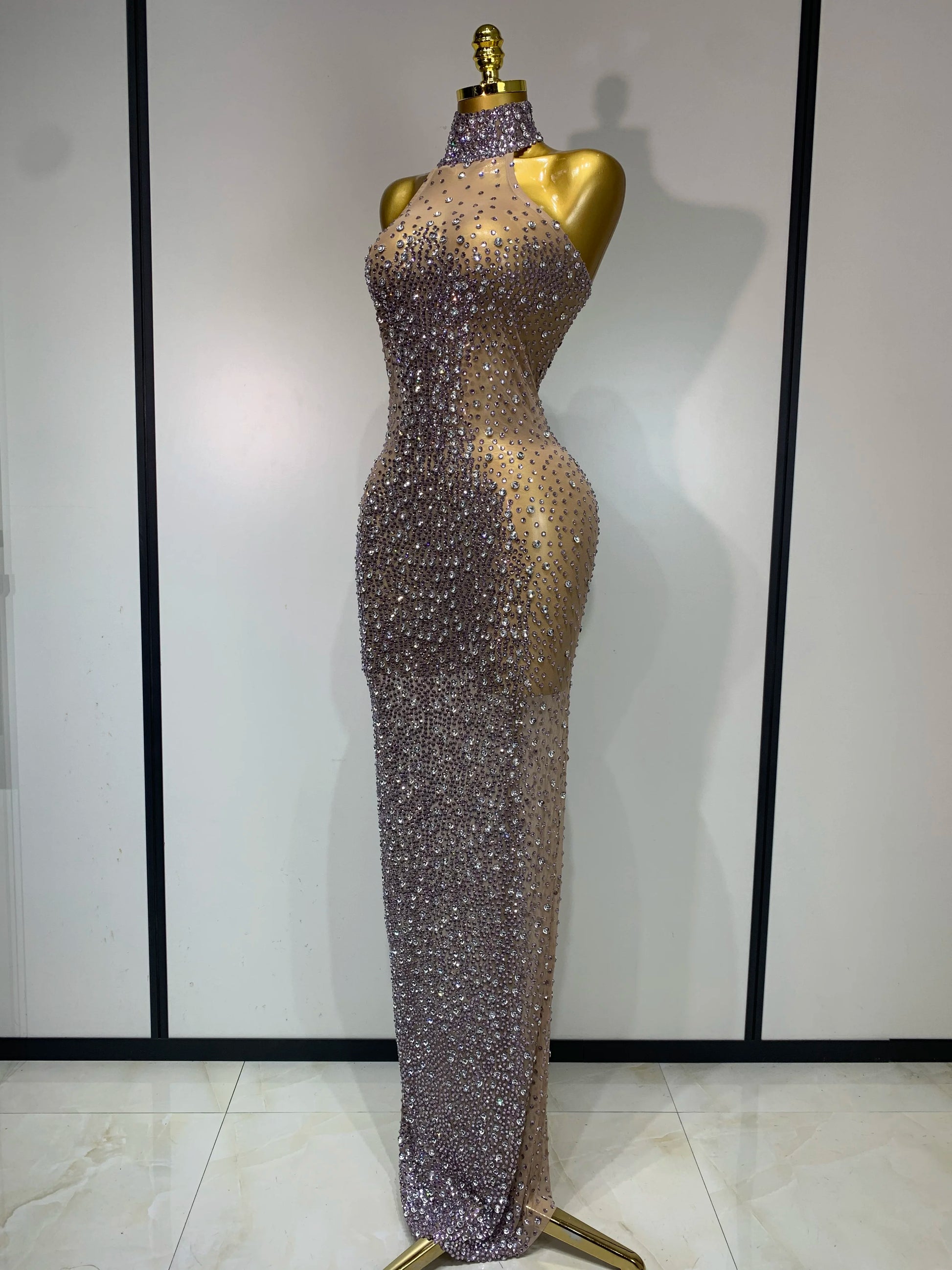 Abito Estivo Donna – Dress Smanicato Mesh con Strass e Schiena Scoperta - Lido nova 