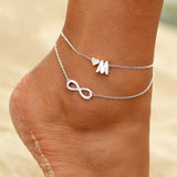 Boho Anklet with Initial – Heart &amp; Infinity Silver Women Summer 2026