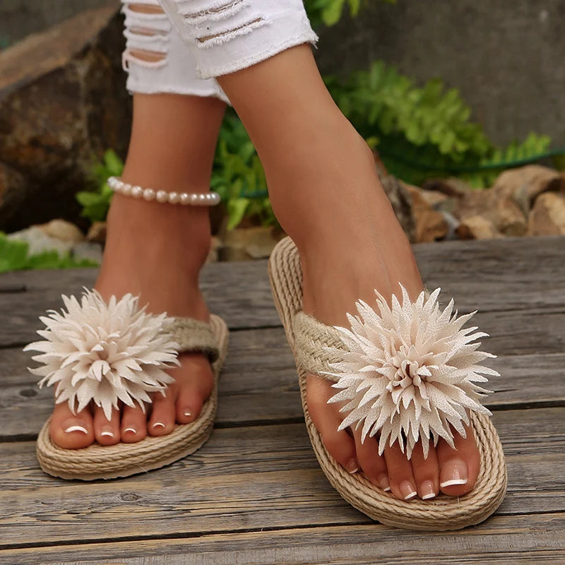 Flip Flops Boho con Fiori – Flat Antiscivolo Donna Estate 2026