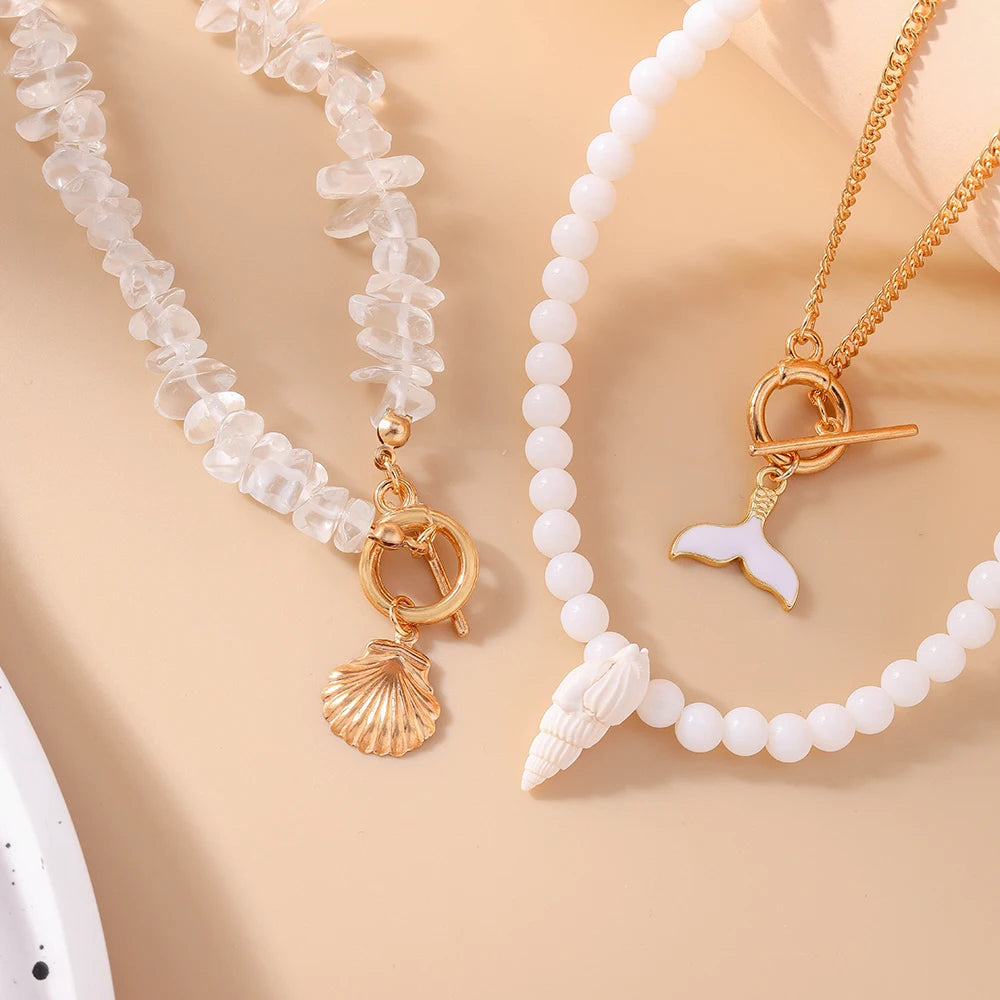 Set 3 Collane Choker Boho con Conchiglie & Perle – Donna Estate 2026