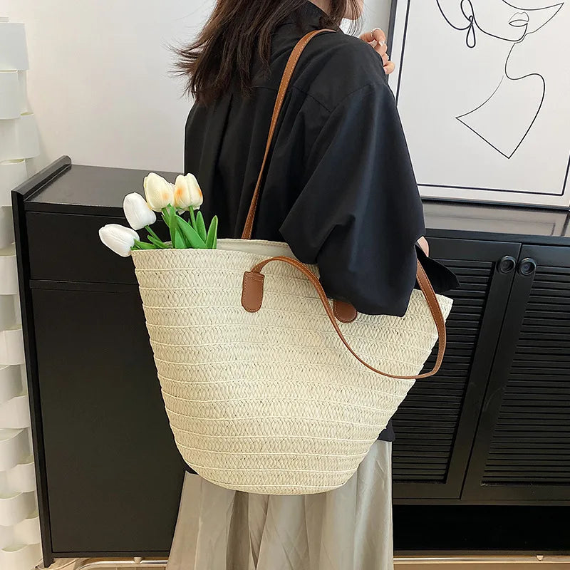 Borsa Shopper in Paglia Intrecciata – Grande Capacità Bali Style Estate 2026