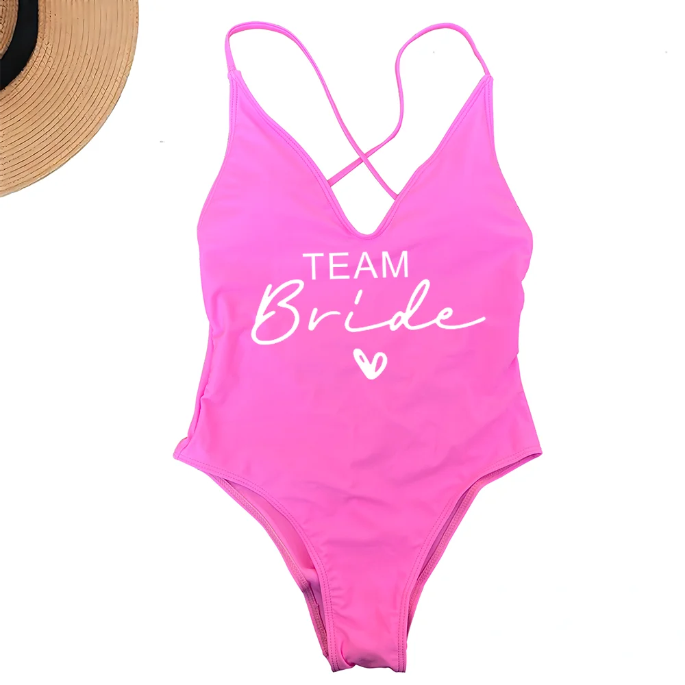 Costume Intero Donna 2026 Team Bride Imbottito Sexy Plus Size da Mare - Lido nova 