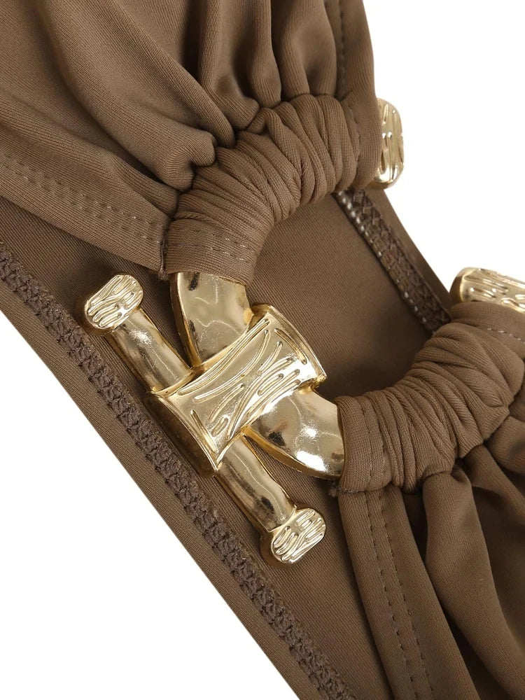 Bikini Donna 2026 Bandeau Shiny con O-Ring Metal e Slip Low Waist Sexy - Lido nova 