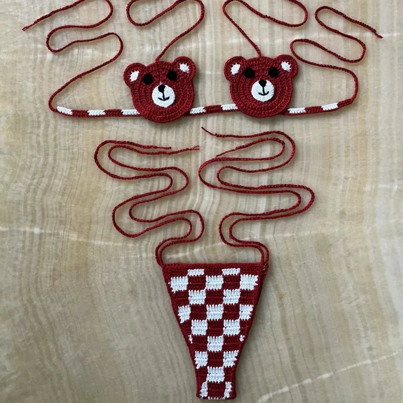 Micro Bikini Donna 2026 in Crochet Kawaii con Slip Thong Sexy da Mare - Lido nova 