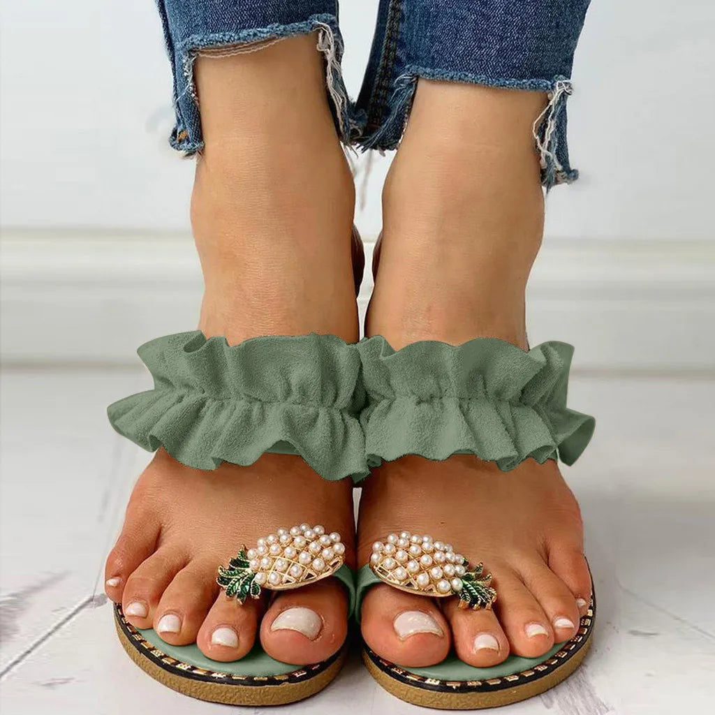 Slippers Boho con Perla Ananas – Flat Donna Estate 2026