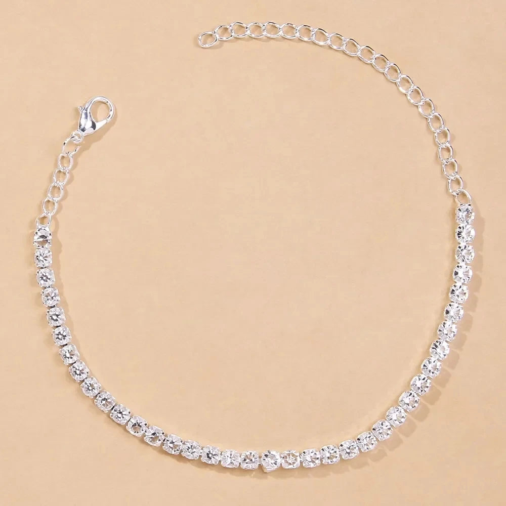 Tennis Anklet with Rhinestones – Minimal Chic Women's Summer 2026