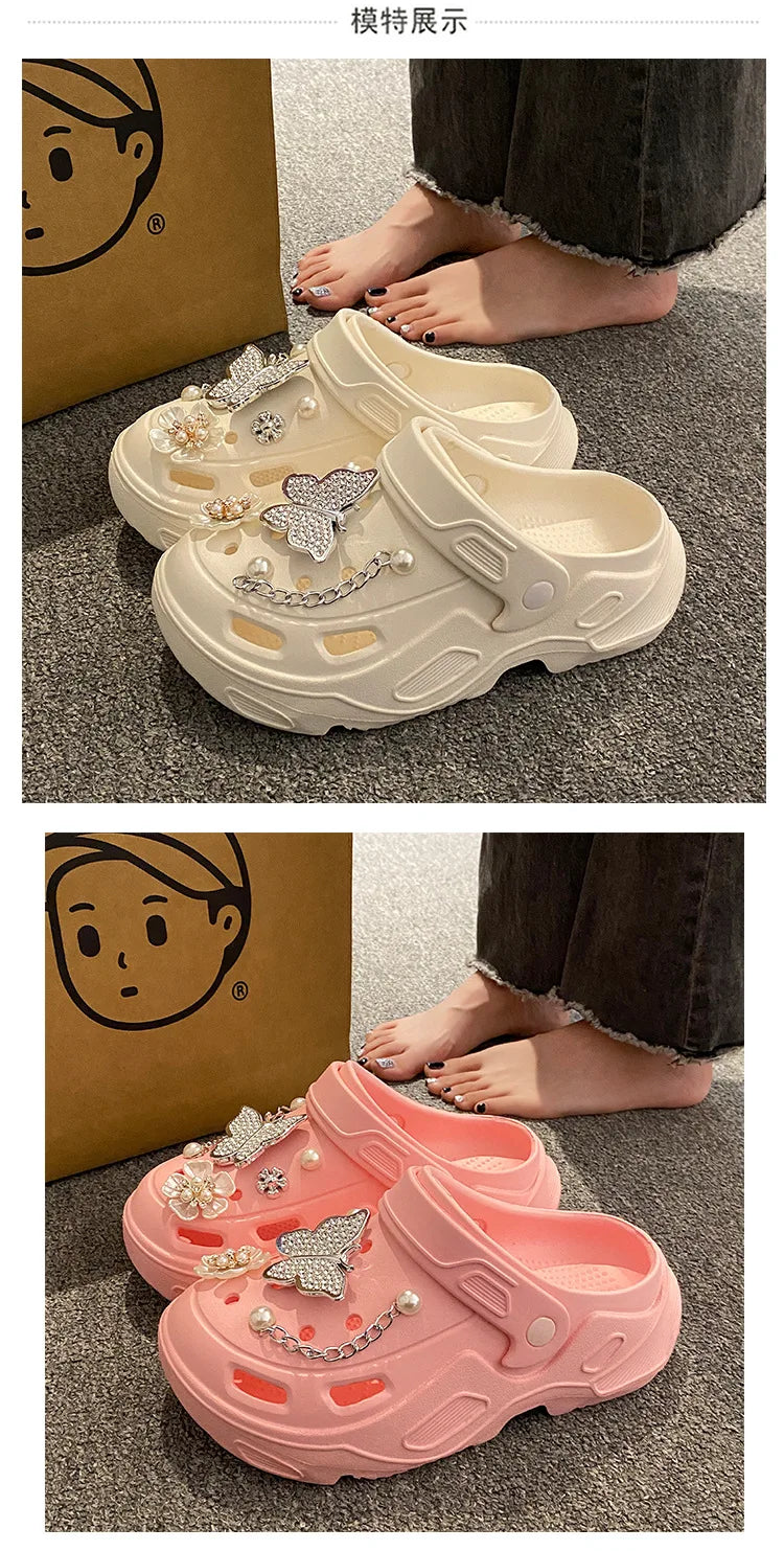 Clogs Platform Premium Donna con Decor Accessories – Slip-On Beach & Garden Estate 2026