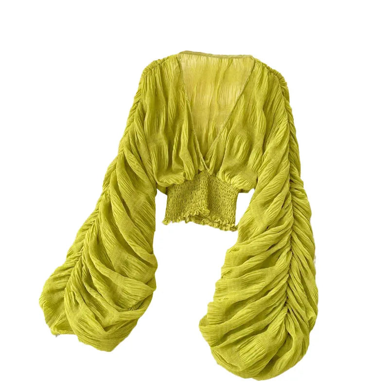 Blusa Estiva Donna 2026 Chiffon Trasparente Maniche Lunghe - Lido nova 