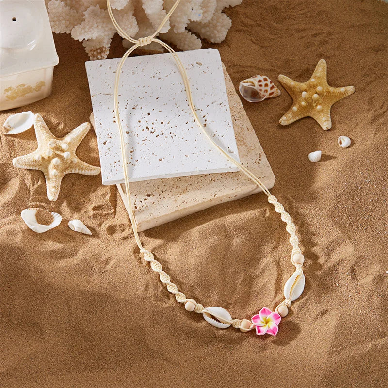 Collana Choker Boho con Conchiglia & Fiore – Corda Intrecciata Donna Estate 2026