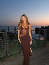 Abito Estivo Donna 2026 Asimmetrico in Mesh con Spalline Sexy per Graduation