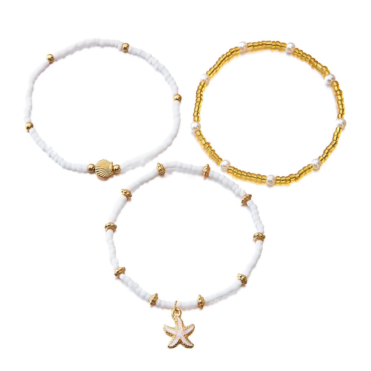 Set 3 Cavigliere Seaside Boho – Stelle Marine & Conchiglie Donna Estate 2026