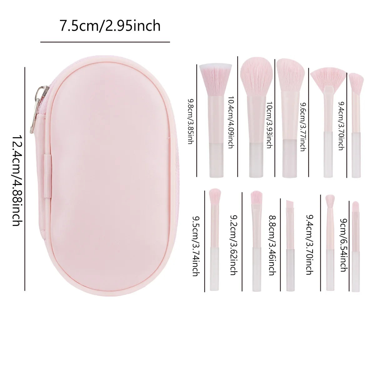 RANCAI Set Pennelli Trucco Mini 10 pz (1 set) – Occhi & Polvere