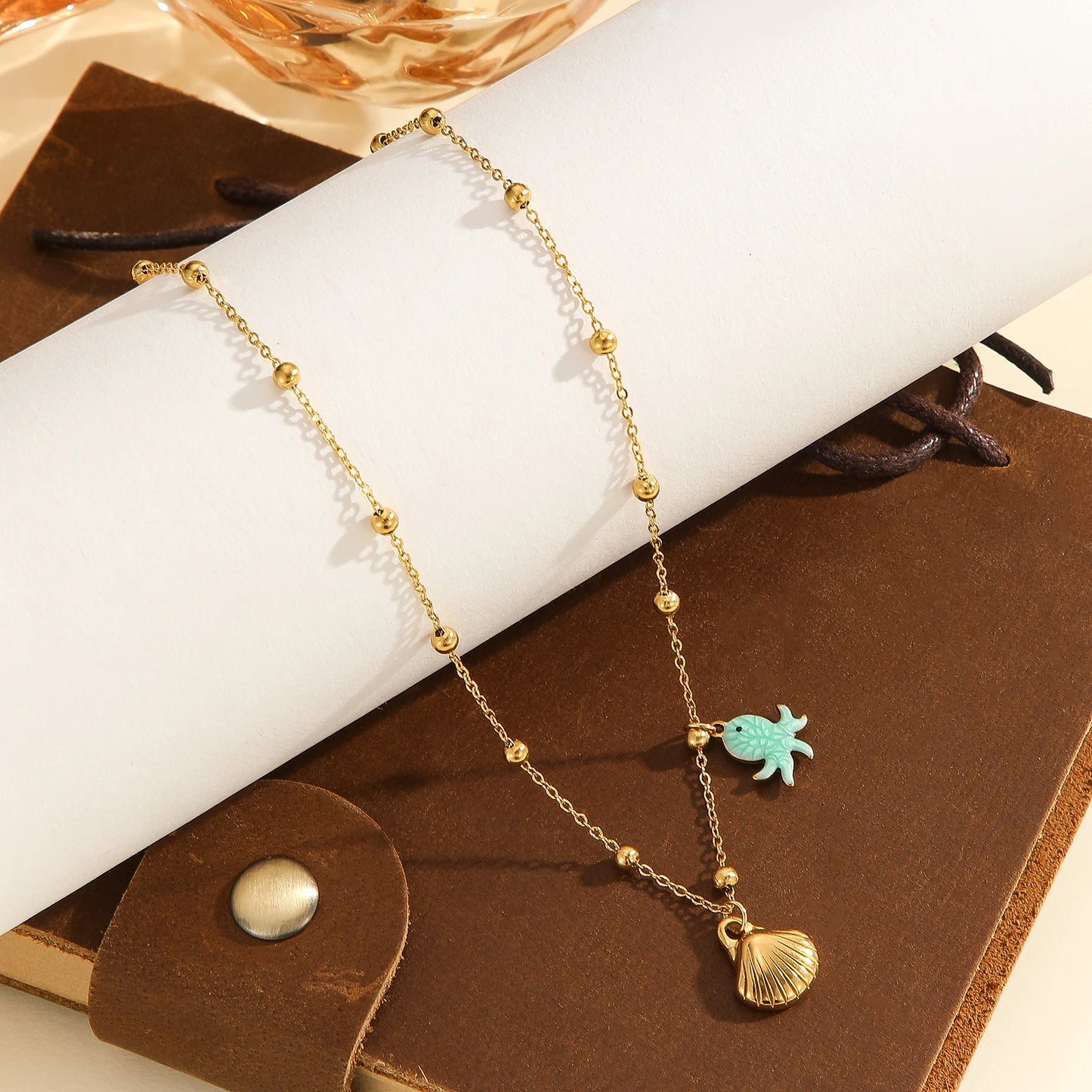 Ocean Necklace with Starfish &amp; Shell – Gold-Plated Stainless Steel Women's Summer 2026