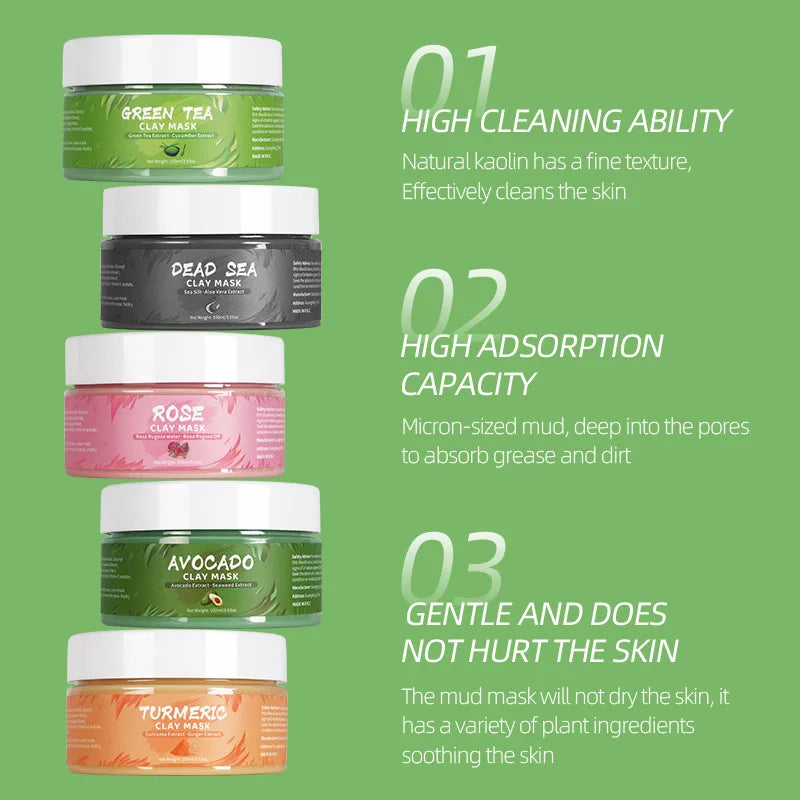 Maschera Argilla Viso 110ml – Pori (Aspetto) & Pelle Più Uniforme | 4 Varianti – Lido Nova