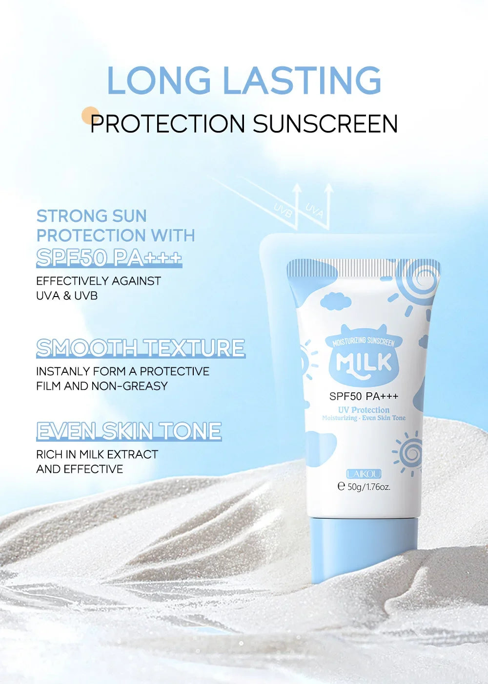 Crema Solare SPF50+ PA++++ Viso & Corpo – Resistente all'Acqua, Non Unge, Finish Invisibile | Lido Nova